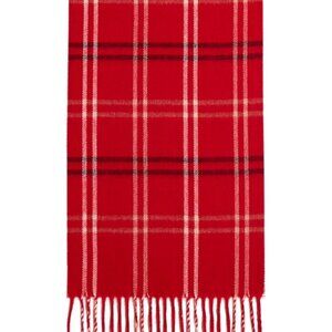 Steve Madden Women's Made In Italy Plaid Muffler Scarf Red Size Regular